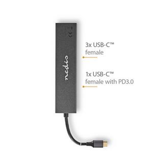 Nedis  USB-hubb | 1x USB-C™ 3.2 Gen 2 Male | USB-C™ 3.2 Gen 2 Female with PD 3.0 / 3x USB-C™ 3.2 Gen 2 Female | 4-Port port(s) | USB 3.2 Gen 2 | USB ström | 10 Gbps 