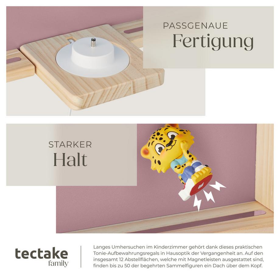 Tectake Wandregal Mylittle Story für bis zu 50 Tonies in Haus-Optik, mit Magnetstreifen  