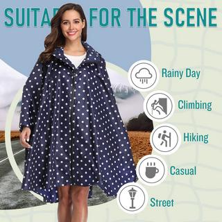 Alopini Poncho Antipioggia con Cappuccio e Cerniera  