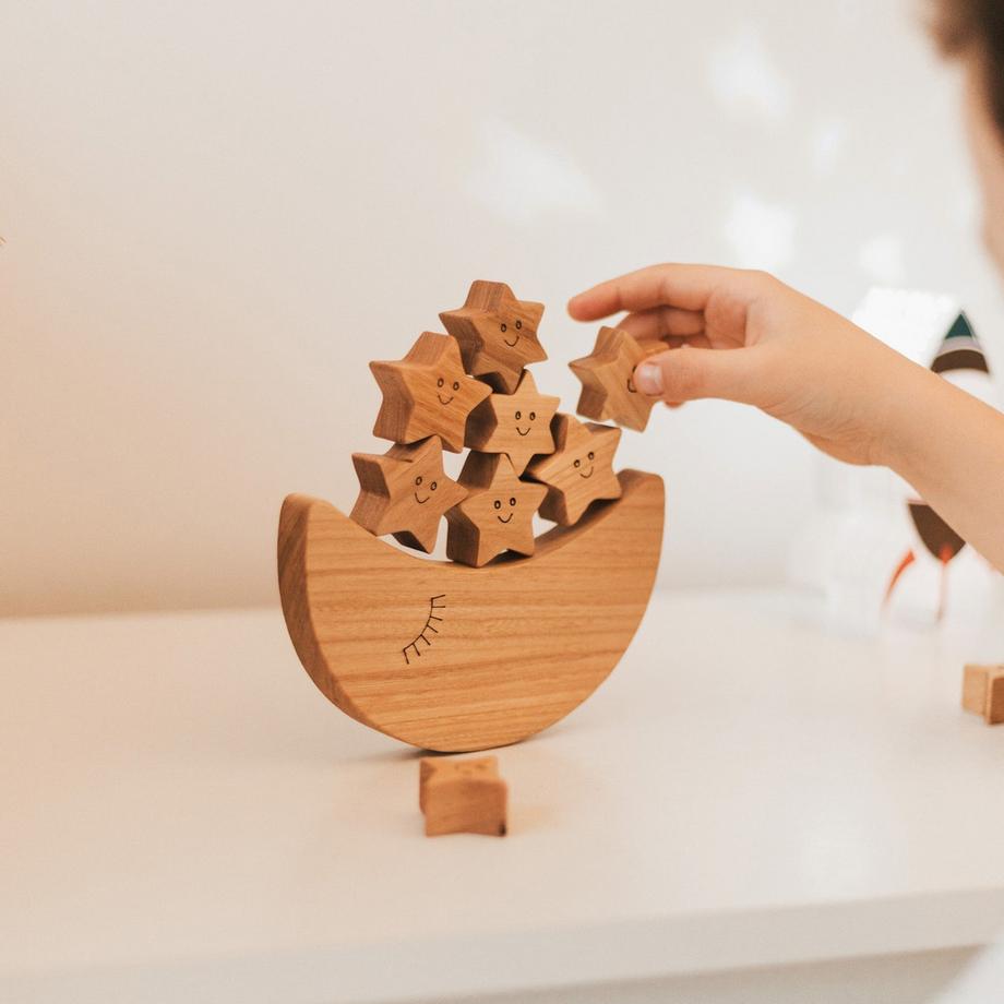 Activity-board  Mond Holz Balance Spielzeug, Stacking Blocks, Geschenk für Kinder, Sensory Kit Baby, Kind Spielzeug 3 Jahre alt, Spielzeug und Spiele, Geburtstagsgeschenk 