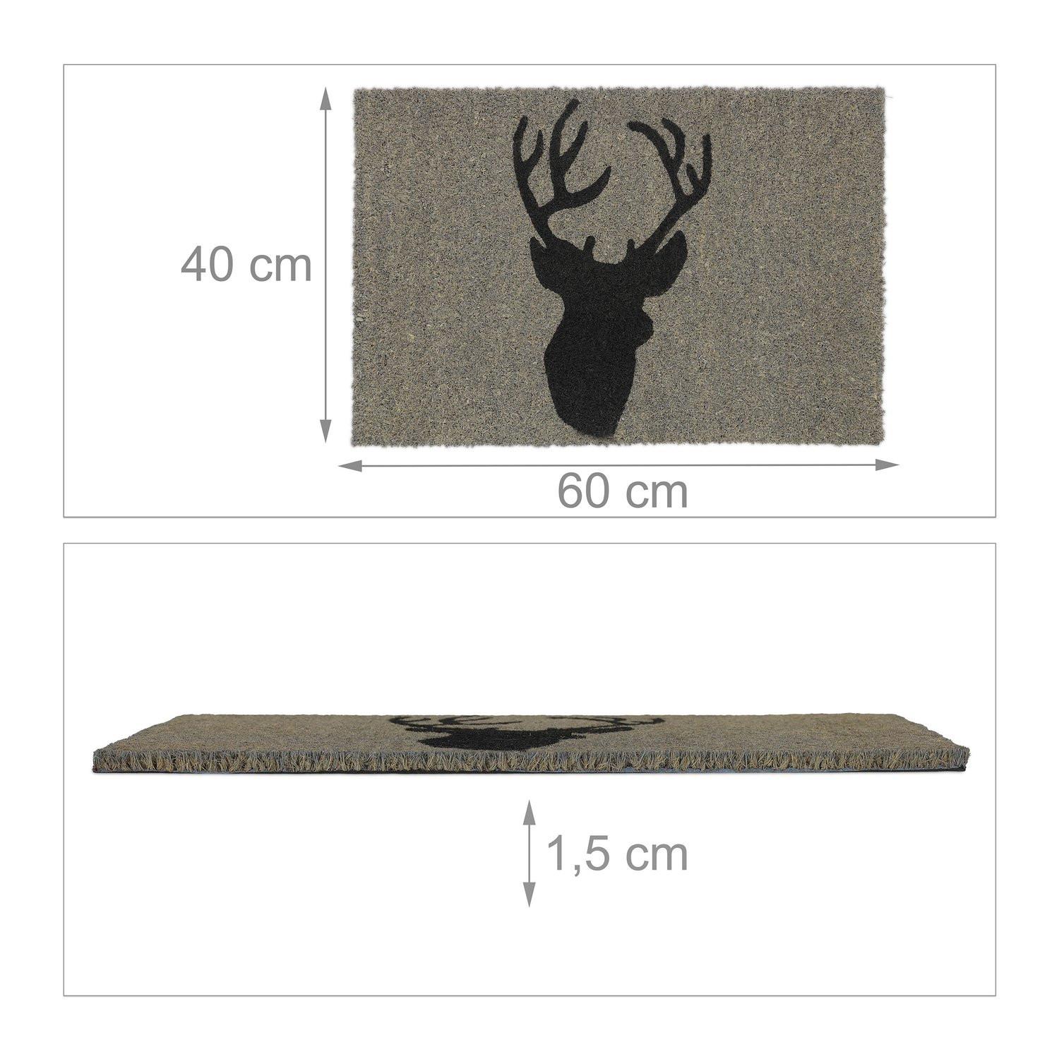 Northix Fußmatte Kokosfaser Hirschkopf  