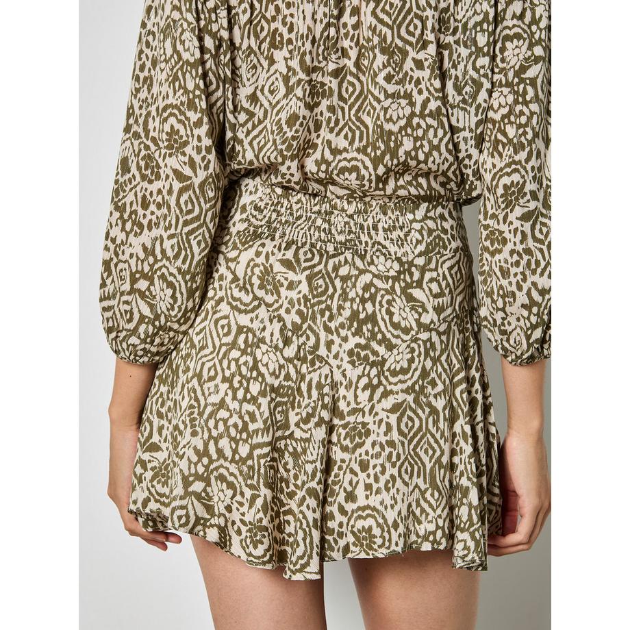 APRICOT Mini-jupe Ikat à Volants Chatoyante  