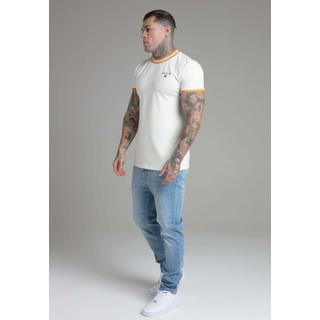 Sik Silk  T-Shirt Ringer T-Shirt in Ecru 