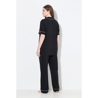 Ulla Popken Pyjama col à revers manches courtes passepoils fantaisie  