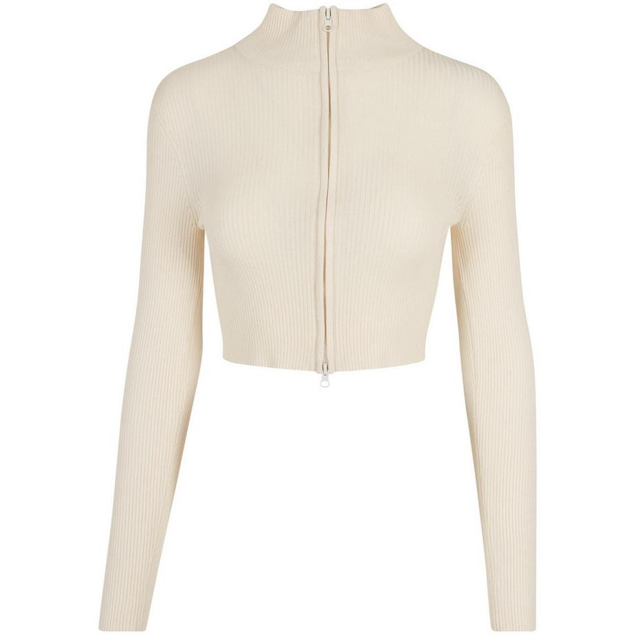 cardigan in maglia a coste con zip corta