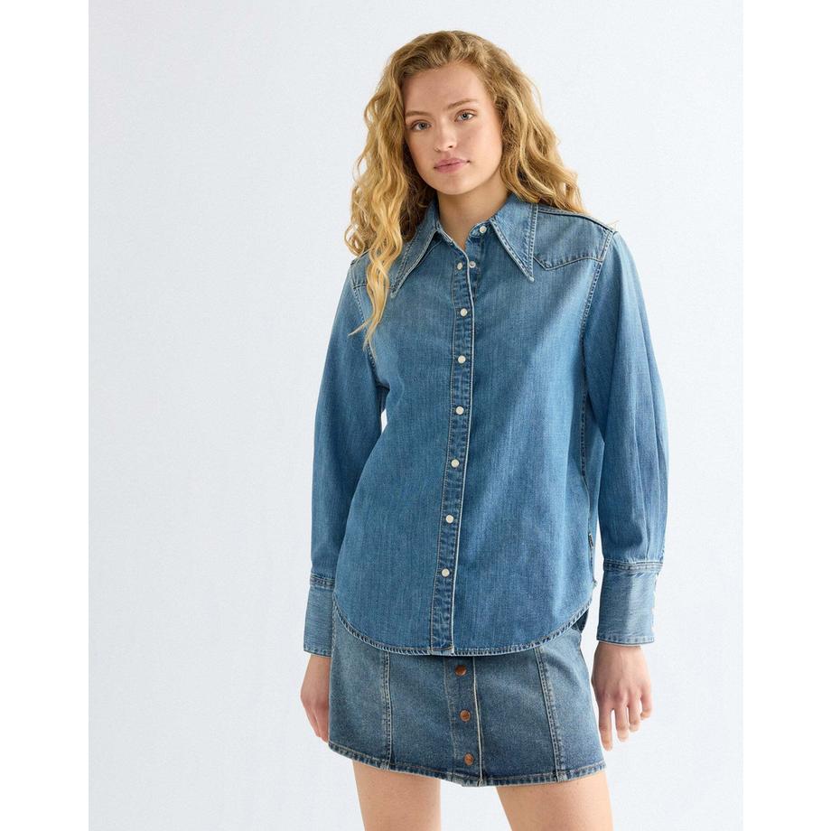 Jeanshemd Drama Collar