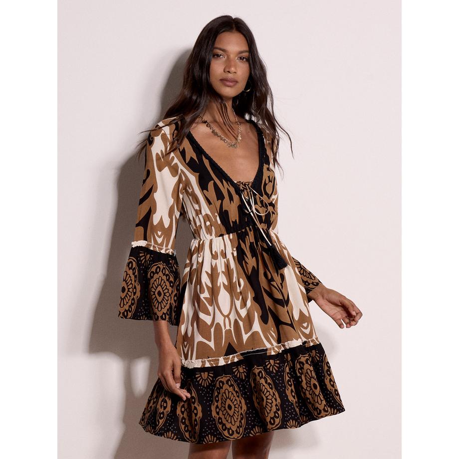APRICOT Minikleid mit Paisley-Muster und Glockenärmeln  