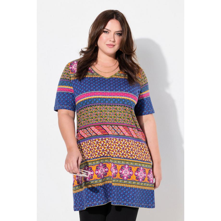 Ulla Popken A-Linie V-Ausschnitt 3/4-Arm Longshirt  