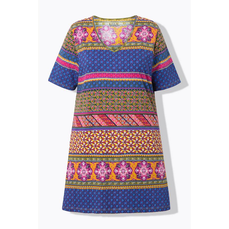 Ulla Popken A-Linie V-Ausschnitt 3/4-Arm Longshirt  