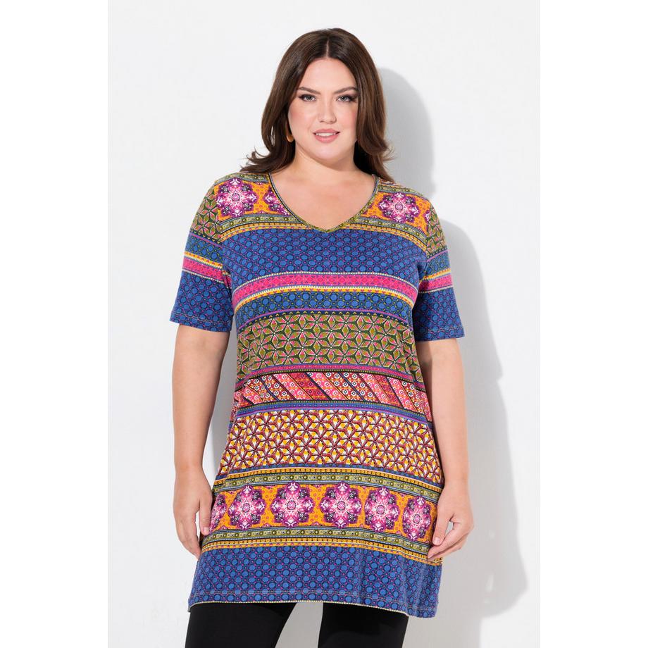 Ulla Popken A-Linie V-Ausschnitt 3/4-Arm Longshirt  