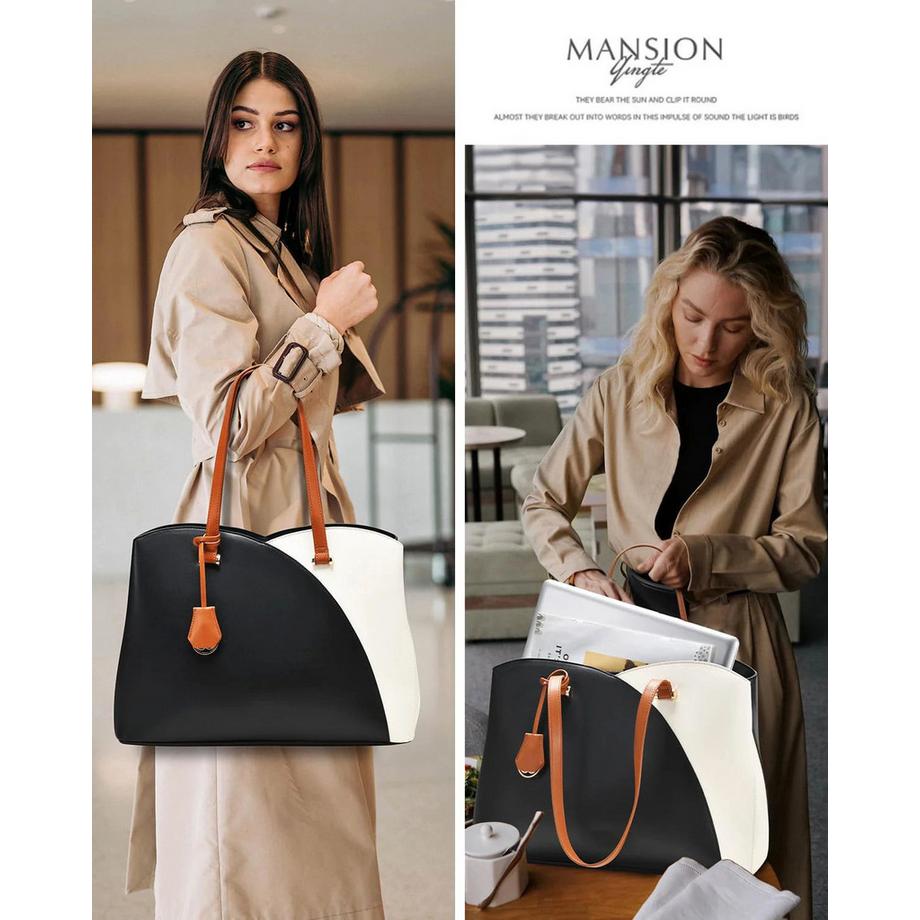 Only-bags.store Grosse Shopper Tasche mit Laptopfach Arbeit Büro Umhängetasche  