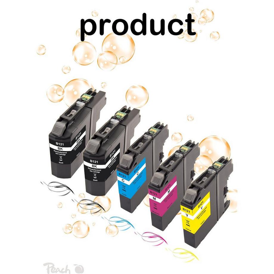 Peach  Tinte Brother LC-121 MultiPack+ 2x13ml, 3x 8ml, 5x 300 Seiten 