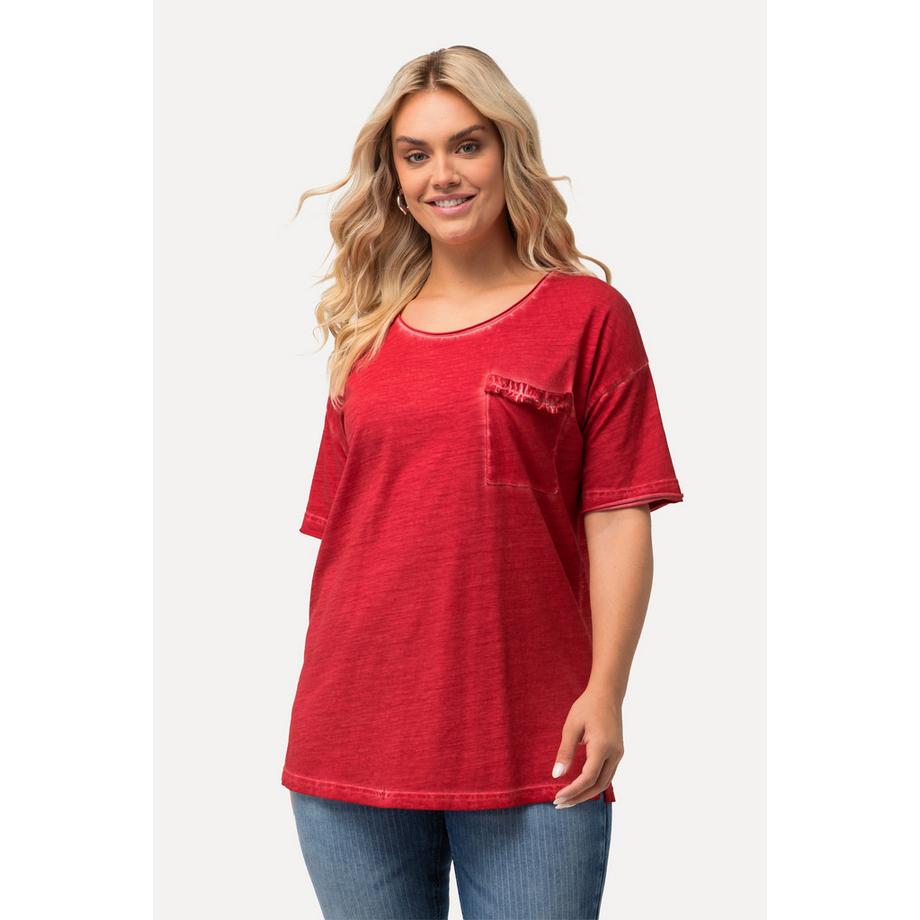 Ulla Popken T-Shirt Oversize Poche Poitrine Volantée  