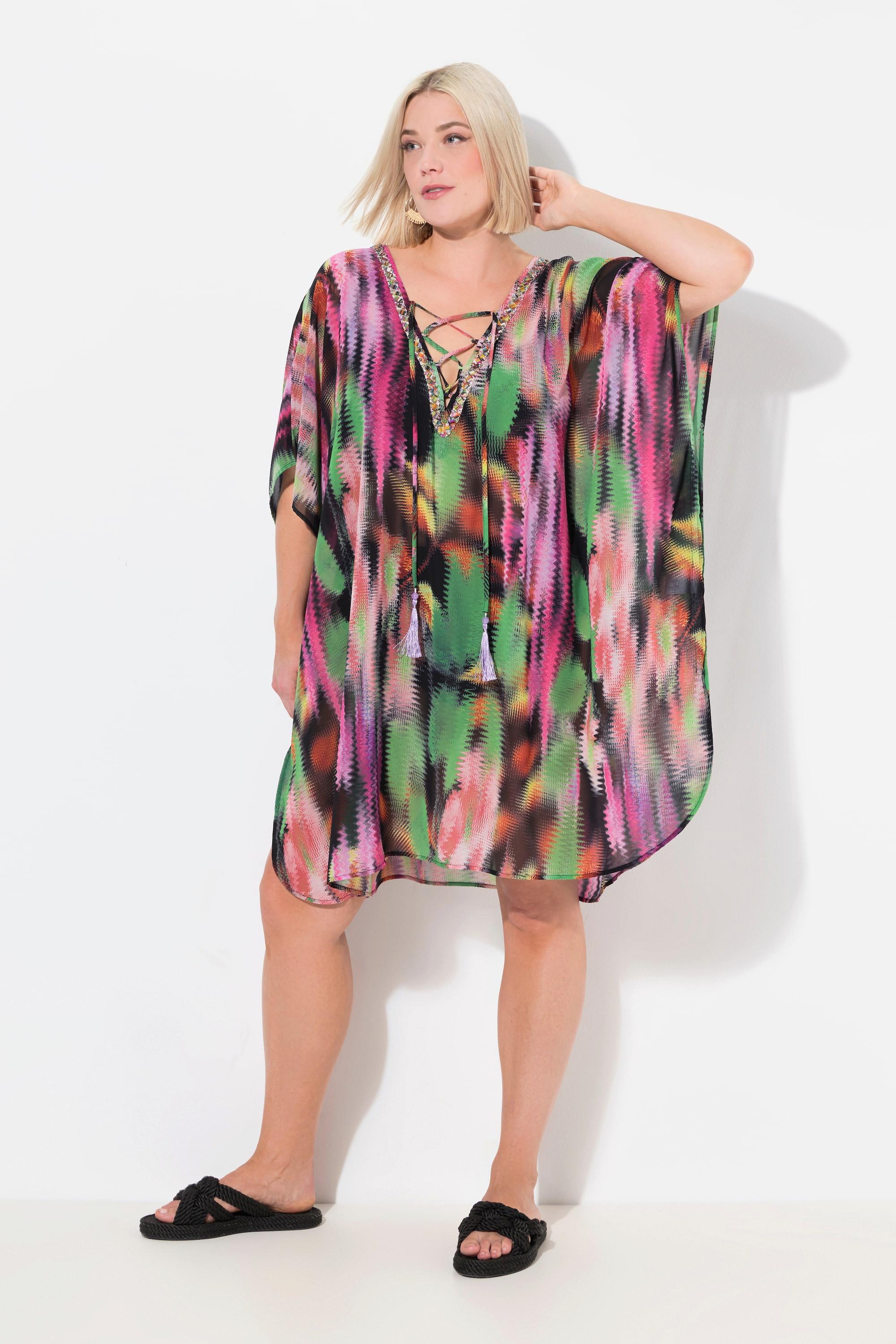 Ulla Popken Tunica Allacciatura Oversize Scollo a V Mezza Manica  