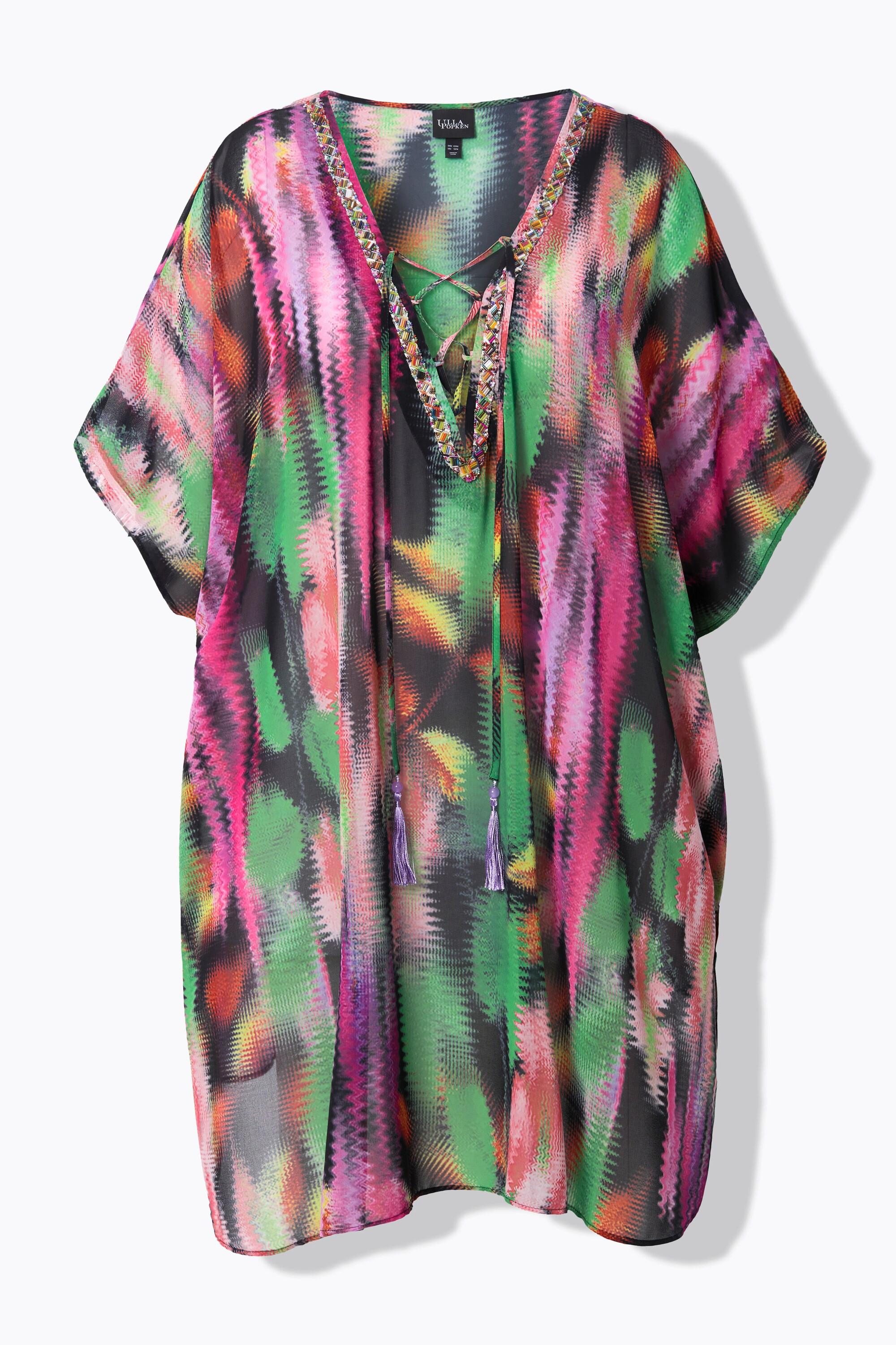 Ulla Popken Tunica Allacciatura Oversize Scollo a V Mezza Manica  