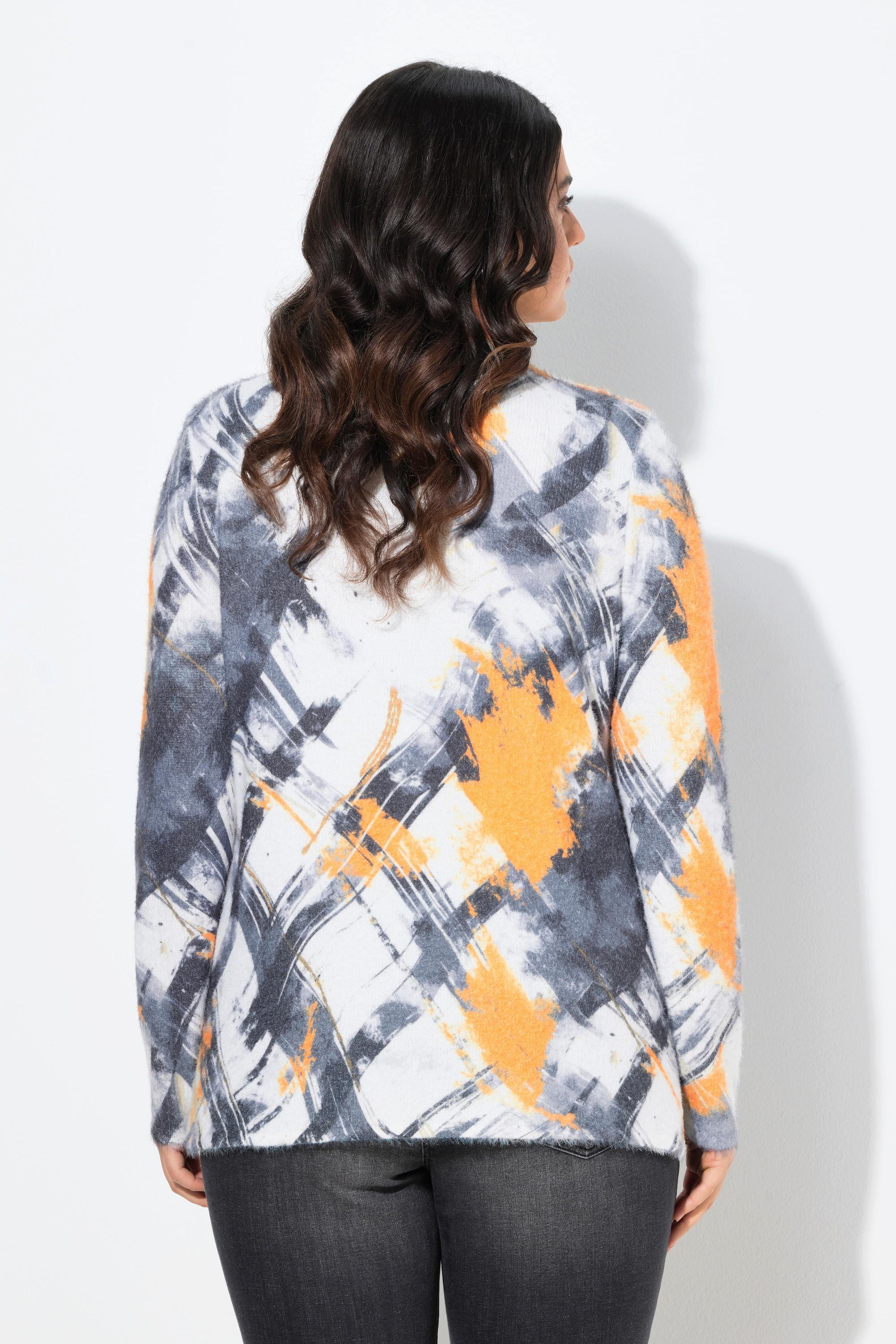 Ulla Popken Pullover collo alto maniche lunghe a quadri  