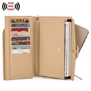 Only-bags.store  Brieftasche RFID-Blockierung Große Kapazität Vegan Leder Clutch Wallet 21 Card Slots Holder Organizer 