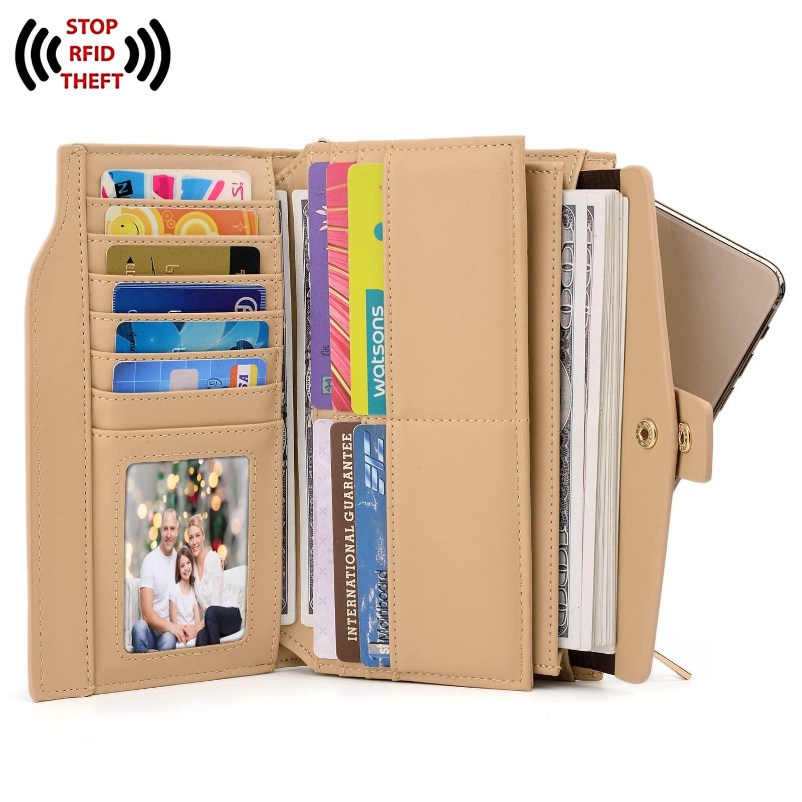 Only-bags.store  Brieftasche RFID-Blockierung Große Kapazität Vegan Leder Clutch Wallet 21 Card Slots Holder Organizer 