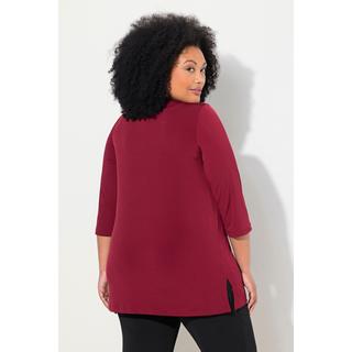 Ulla Popken  T-shirt long, décolleté en V, manches 3/4 