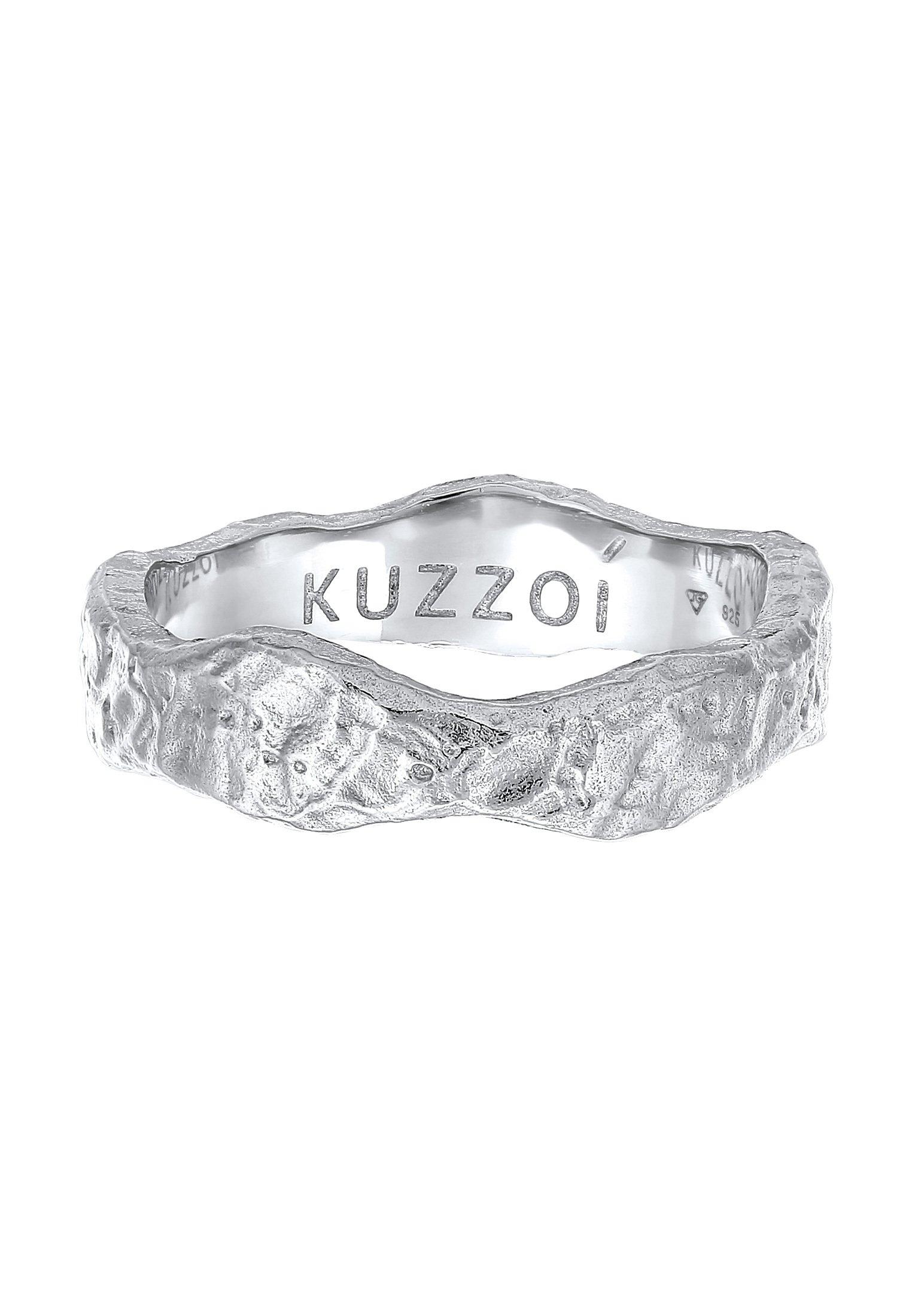 Kuzzoi  Bague Herren Bandring Organic Struktur 925 Silber 