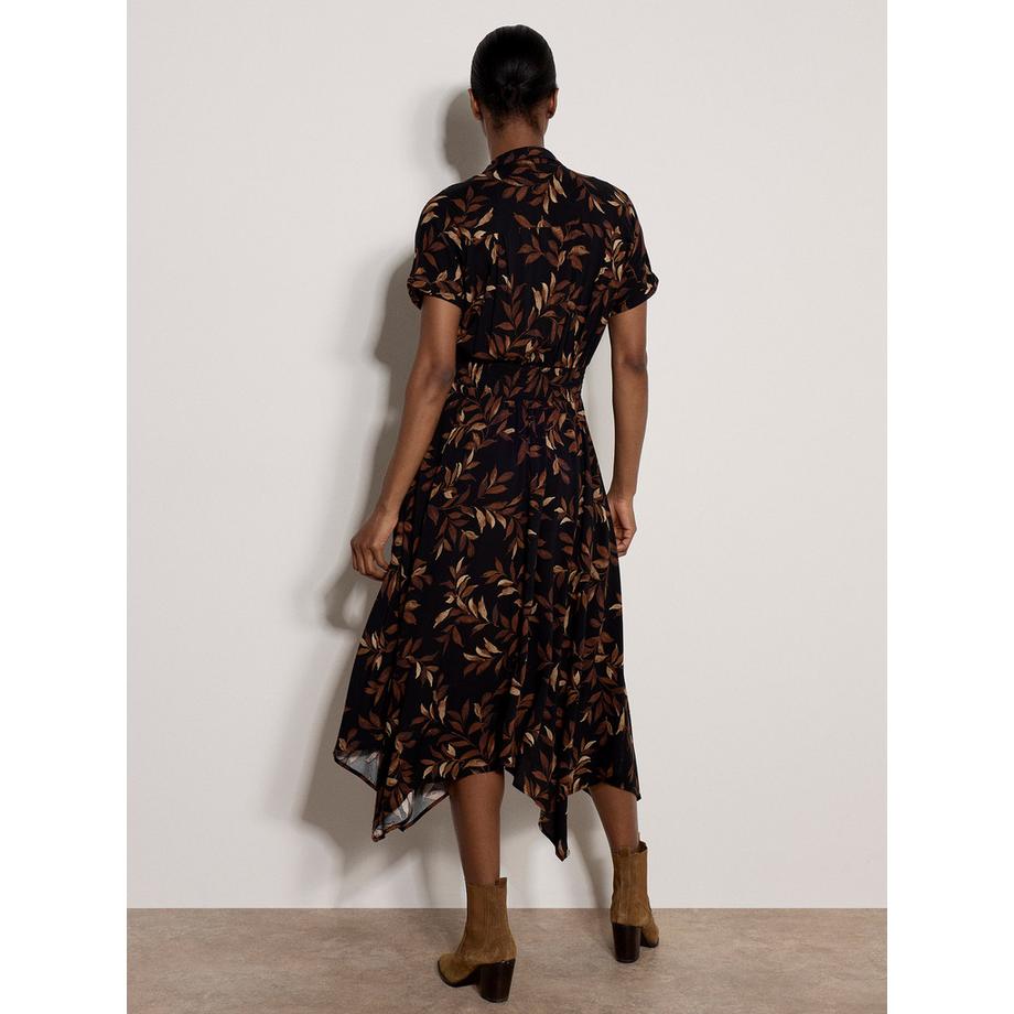 APRICOT Midi-Kleid im Blusen-Stil mit Blattmuster  