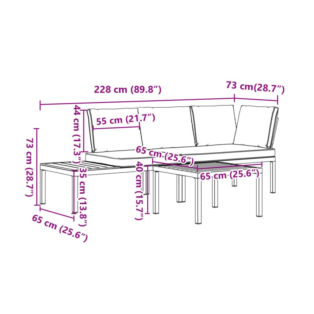 VidaXL set divano da giardino Alluminio  