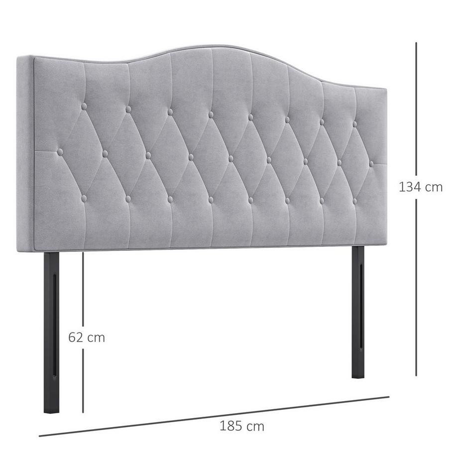 Northio  Kopfteil Stilvolles Gepolstertes Bett-Kopfteil In Grau, Pappel Und Polyester, Modernes Design, 185X8X134Cm 