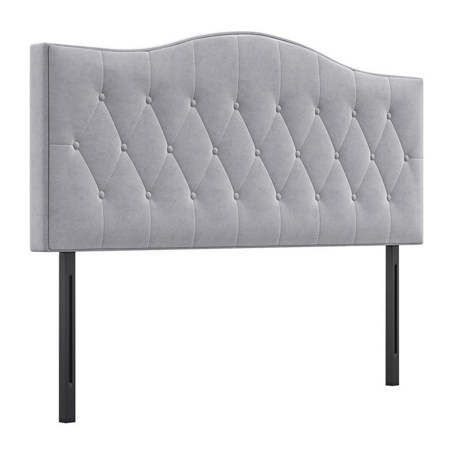 Northio  Kopfteil Stilvolles Gepolstertes Bett-Kopfteil In Grau, Pappel Und Polyester, Modernes Design, 185X8X134Cm 