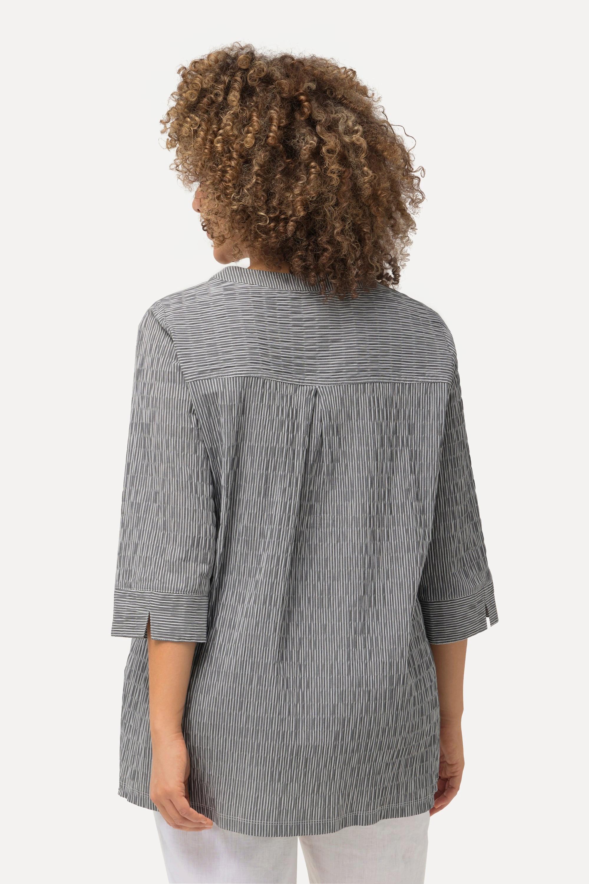 Ulla Popken Tunica a bolle Scollo a V Nervature Maniche 3/4  