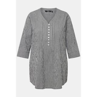 Ulla Popken Tunica a bolle Scollo a V Nervature Maniche 3/4  