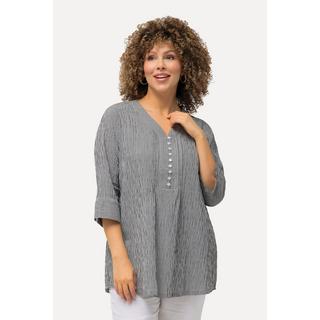 Ulla Popken Bubble-Tunika V-Ausschnitt Biesen 3/4-Arm  