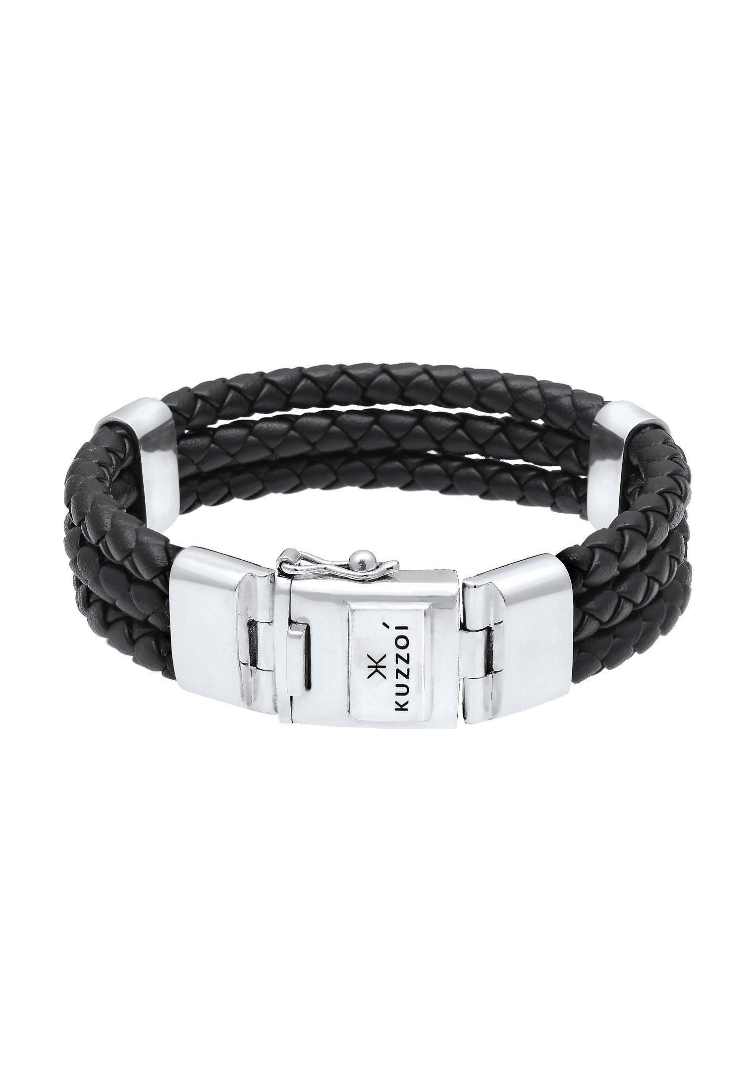 Kuzzoi  Bracelet Hommes Cuir Tressé Fermeture De La Boîte 