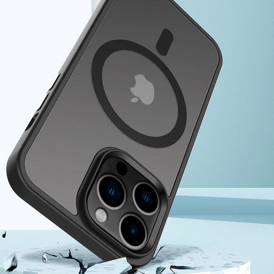 Cadorabo  Hülle für Apple iPhone 13 PRO in SCHWARZ für MagSafe - Hybrid Schutzhülle mit TPU Silikon-Rand und stabiler Rückseite 