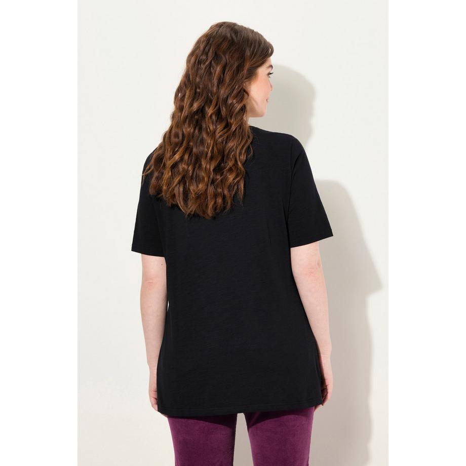 Ulla Popken T-shirt Rayures Smockées Col Rond Manches Courtes  