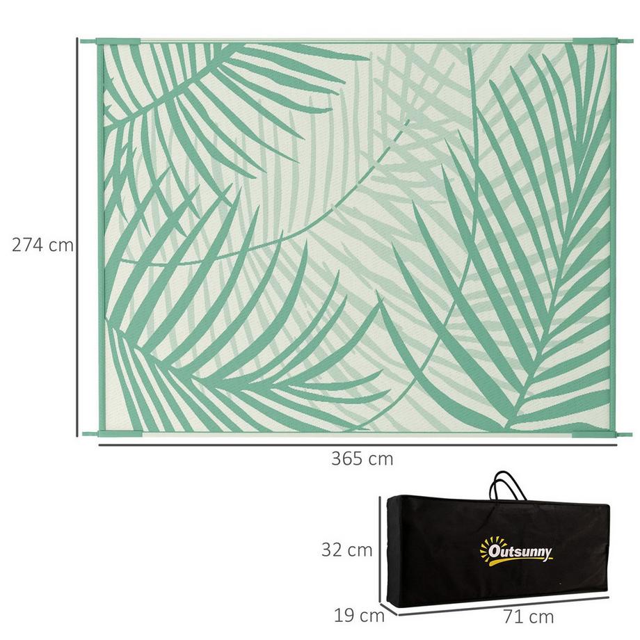 Northio Tapis D'Extérieur Grand Tapis Réversible Avec Sac De Transport, Hydrofuge, Pour Camping Et Terrasse, Vert, 365 X 274 Cm  