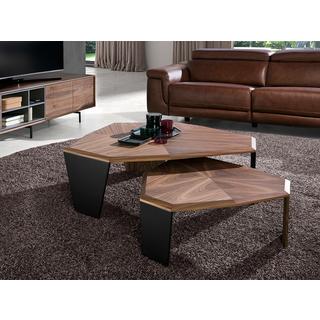 ANGEL CERDA Asymmetrischer Couchtisch aus Walnuss undem PVC  