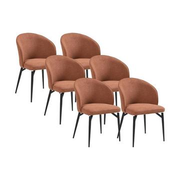 Lot de 6 chaises en tissu et métal - Terracotta - GILONA