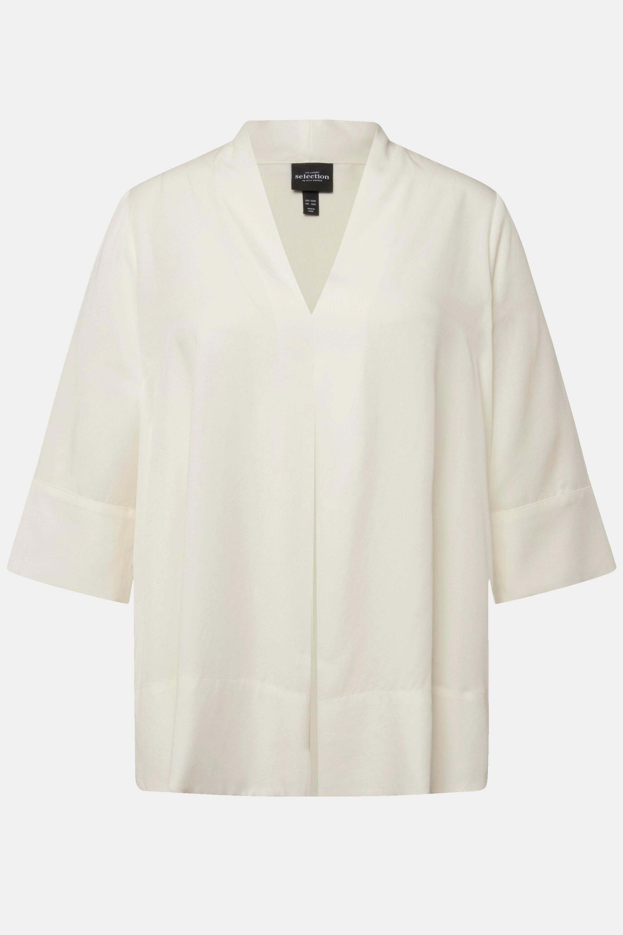 Ulla Popken Tunica Collo a Calice Linea ad A Scollo a V Maniche 3/4  