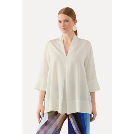 Ulla Popken Tunika Kelchkragen A-Linie V-Ausschnitt 3/4-Arm  