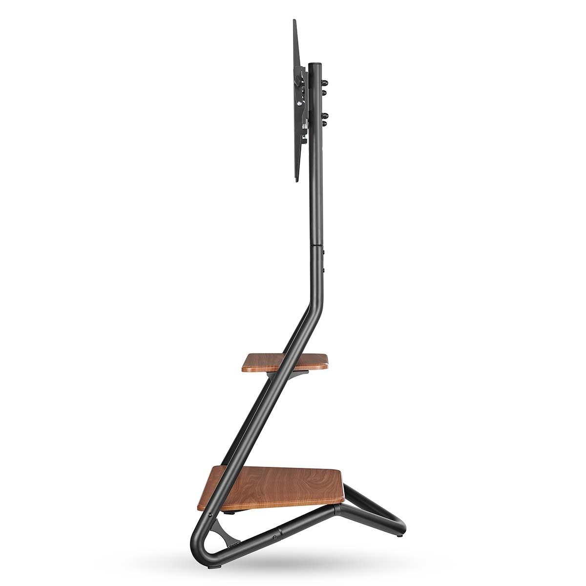 Nedis  Support TV sur Pied | 37 - 75 " | Poids d'écran maximal pris en charge: 40 kg | Bauhaus Design | Hauteurs pré-fixées réglables | Acier / MDF | Marron / Noir 