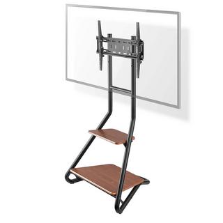 Nedis  Support TV sur Pied | 37 - 75 " | Poids d'écran maximal pris en charge: 40 kg | Bauhaus Design | Hauteurs pré-fixées réglables | Acier / MDF | Marron / Noir 