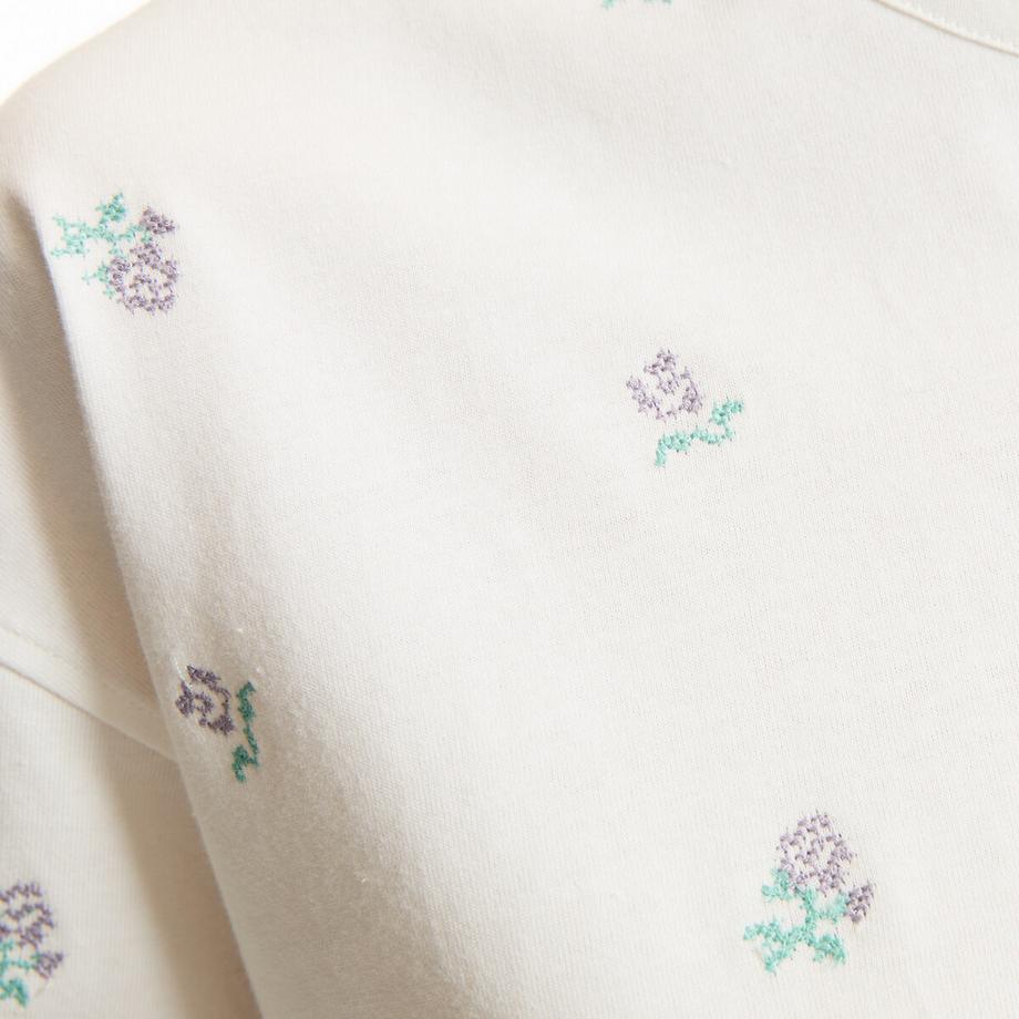 La Redoute Collections T-shirt girocollo maniche corte con ricamo floreale  