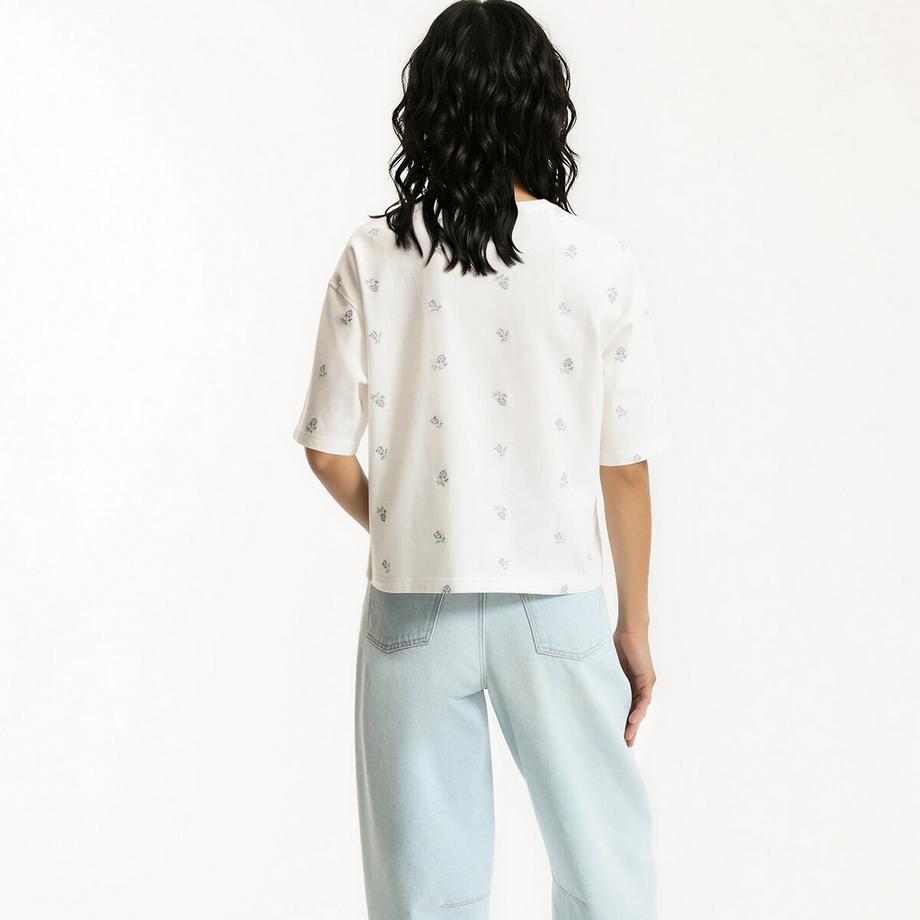 La Redoute Collections T-shirt girocollo maniche corte con ricamo floreale  