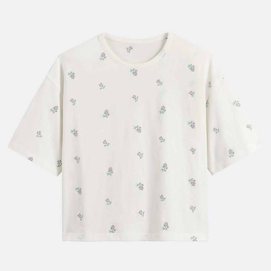 La Redoute Collections T-shirt girocollo maniche corte con ricamo floreale  