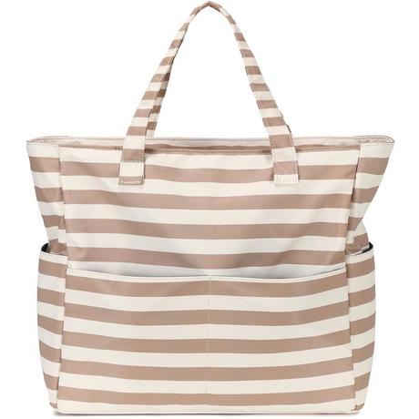 Only-bags.store Grande borsa da spiaggia a righe impermeabile con cerniera  