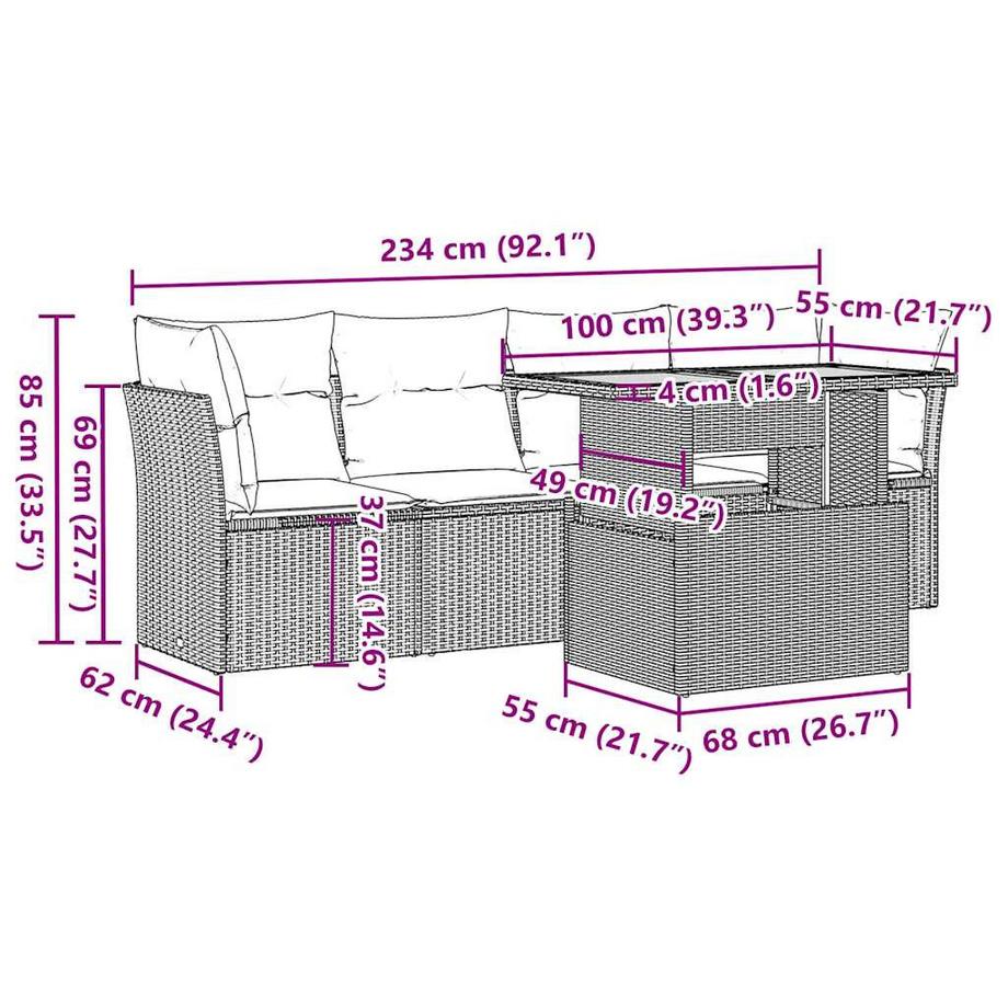 VidaXL Ensemble de canapés de jardin rotin synthétique  