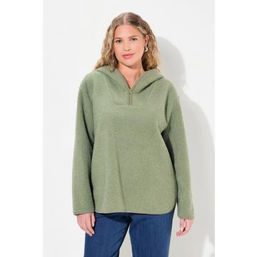 Pullover in teddy con cappuccio e maniche lunghe