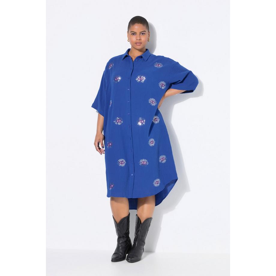 Studio Untold Robe Midi Oversize Mousseline Broderie Yeux  
