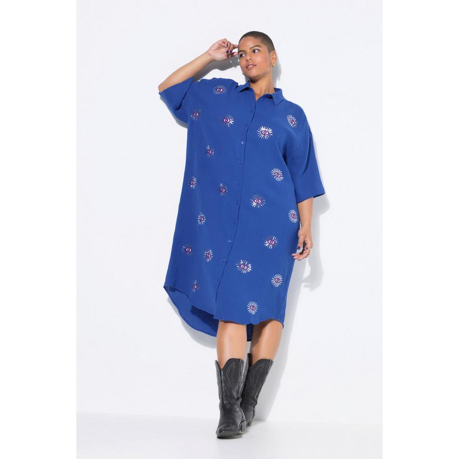Studio Untold Robe Midi Oversize Mousseline Broderie Yeux  