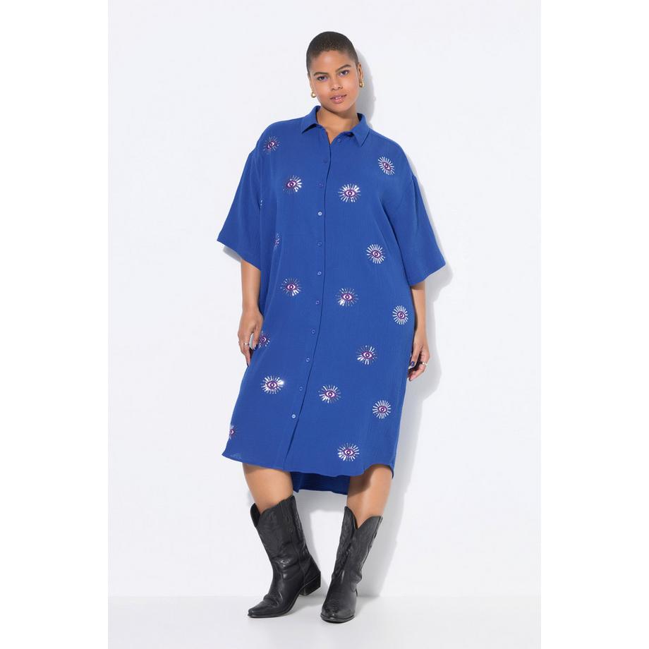 Studio Untold Robe Midi Oversize Mousseline Broderie Yeux  